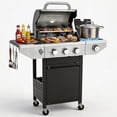 thumbnail image 1 of Enyopro 3 Burner Propane Gas Grill, 37,000BTU Stainless Steel BBQ Grill with Brush, Built-in Thermometer, 4 Universal Wheels for Outdoor Cooking Patio Backyard, 1 of 7