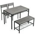 thumbnail image 1 of Enyopro 4 Piece Modern Fiberboard & Metal Storage Dining Table Set, Gray, 1 of 10