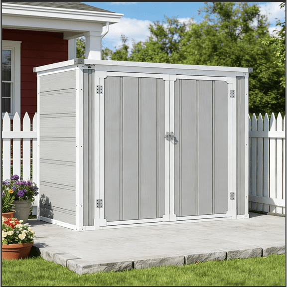 Enyopro 306Gal Shed & Outdoor Storage, Horizontal Resin Storage shed with Floor, All-Weather Tool Plastic Sheds for Bike, Lawn Mower, Generator, Garbage Cans and Outdoor Storage