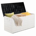 thumbnail image 1 of Enyopro 75 Gal Deck Box, Storage Box and Organization for Patio Furniture, Pool Toys, Weatherproof Container House with Lockable Lid, White, 1 of 9