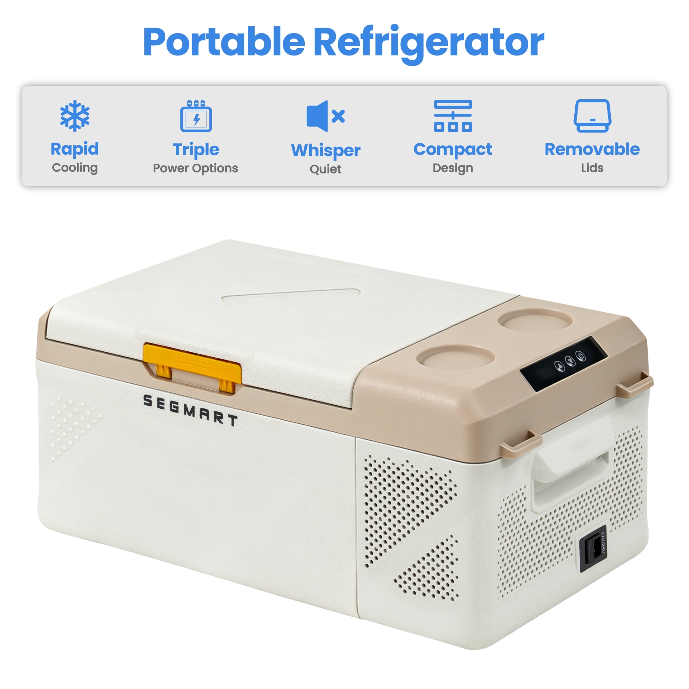 Enyopro 12V Mini Fridge with Freezer, 16.8QT Car Refrigerator, Portable Electric Refrigerator for Outdoor Use, 12/24V DC & 100-240V AC, 45dB Noise, Compact Mini Cooler for Home & RV Use
