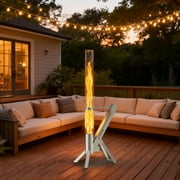 Enyopro Outdoor Pellet Rocket Heater, Portable Fire Pit, Eco-Friendly 430 Stainless Steel Glass Tube, with Ash Box and Tripod, 1.5-Hour Heat for Patio, Backyard, Camping, and Outdoor Dining
