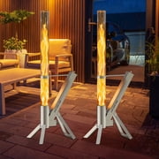 2 Piece Outdoor Pellet Heater, ENYOPRO Smokeless Wood Pellet Patio Stove with Viewing Window and Ash Tray, Portable 430 Stainless Steel Fire Pit for Backyard, Porch, Garden and Camping
