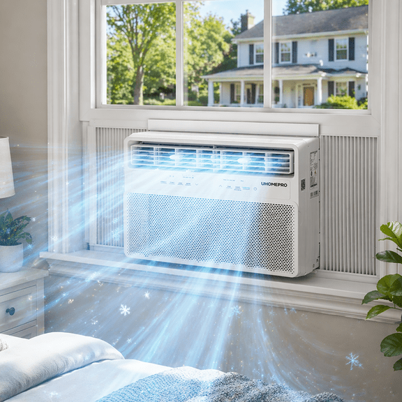 10000 BTU Smart Window Air Conditioner, Cools 450 Sq.Ft with 4 Modes, Washable Filter, 35% Energy Saving, App/Remote and LED Control, 52 dB Noise for Living Room, Easy to Install