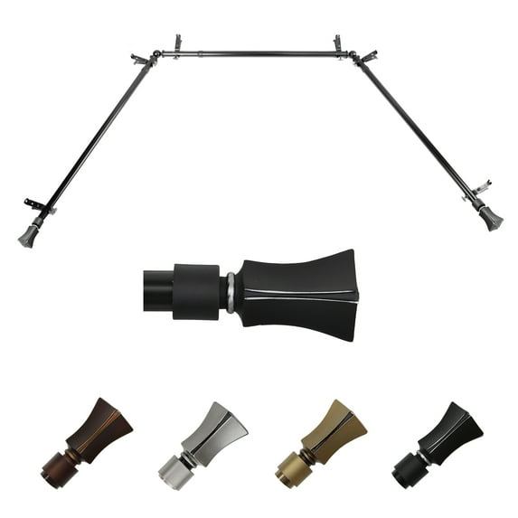 Enza 13/16" Bay Window curtain rod 20"-36", 38"-72" - Black