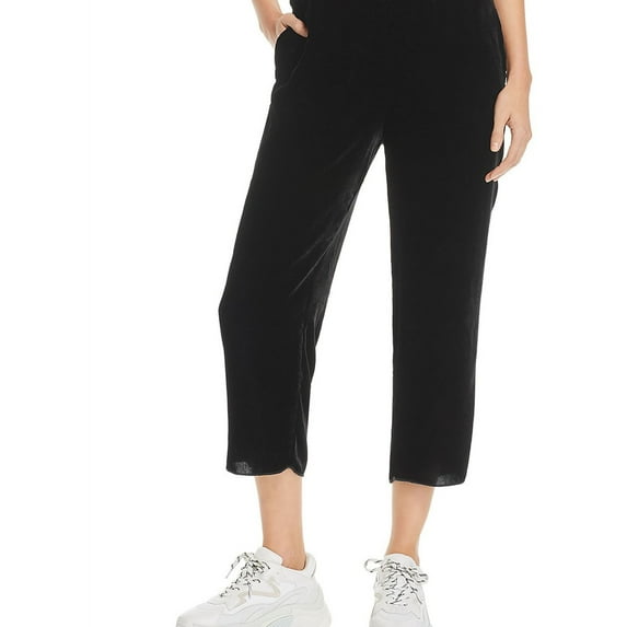 Enza Costa Womens Velvet Casual Cropped Pants, Black, Medium