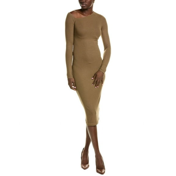 Enza Costa womens  Angled Silk-Blend Midi Dress, l, Green