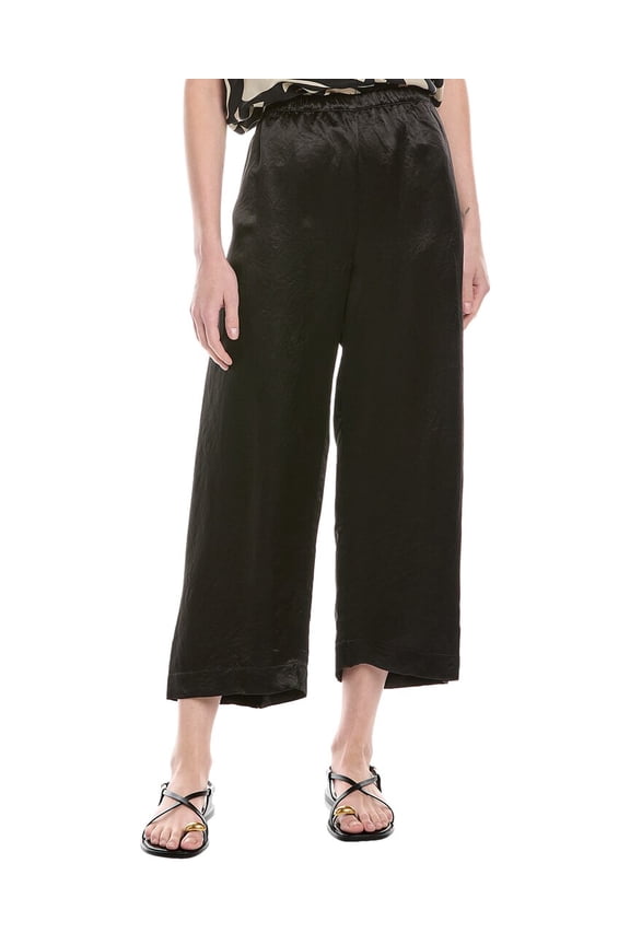 womens  Hammered Satin Ankle Pant, 2, Black