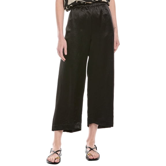 Enza Costa womens Hammered Satin Ankle Pant, 2, Black
