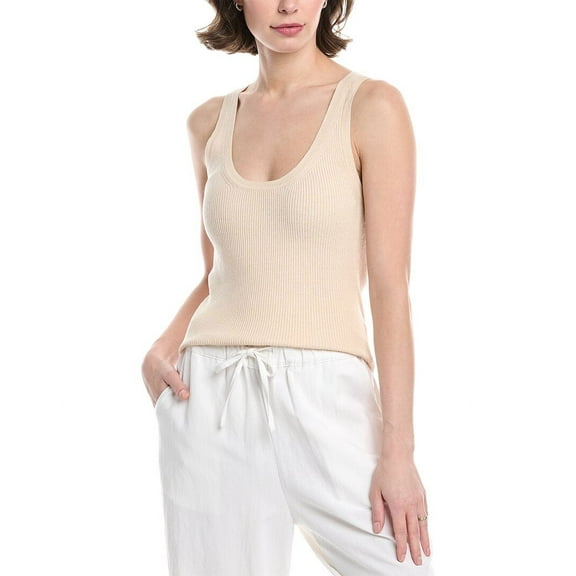 Enza Costa womens  Knit Scoop Linen-Blend Tank, XL, White
