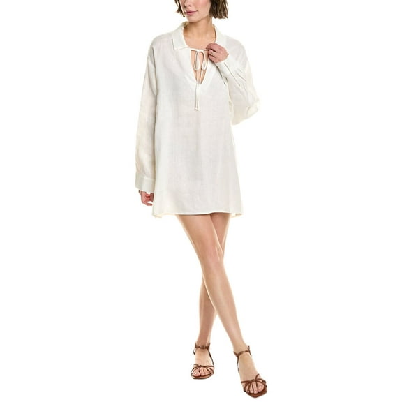 Enza Costa womens  Mini Linen Caftan, 0, White