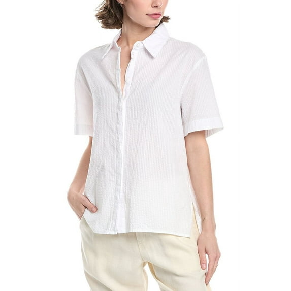 Enza Costa womens Seersucker Resort Shirt, 0, White
