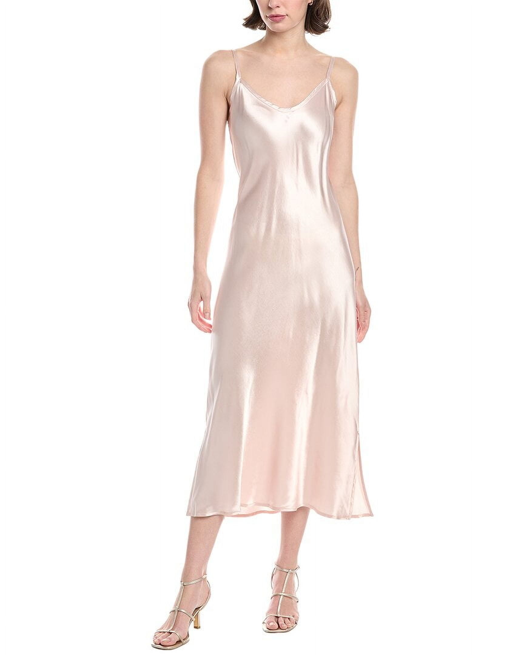 satin beige maxi dress Cream Satin Long Sleeve Maxi Dress main image 1
