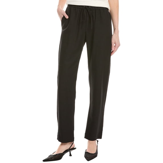 Enza Costa womens Twill Easy Linen-Blend Pant, 1, Black
