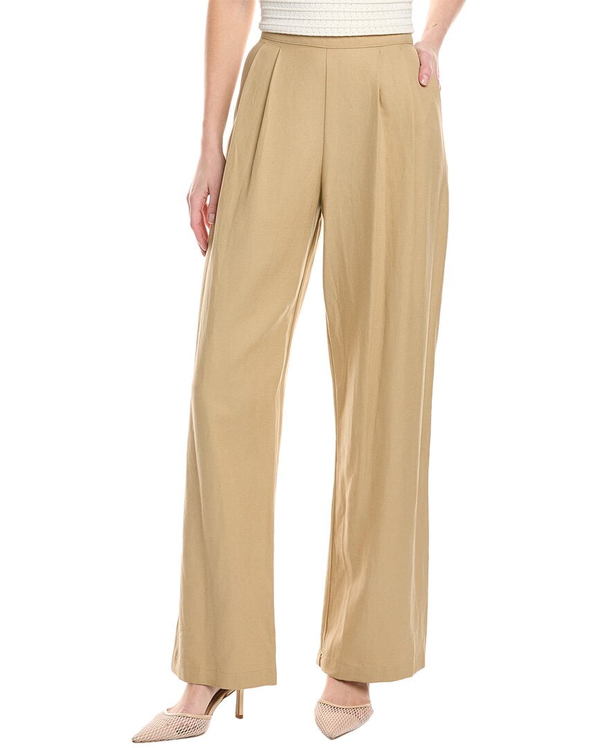 Enza Costa Twill Pleated Linen-Blend Pant Women's