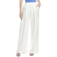 thumbnail image 1 of Enza Costa womens  Twill Pleated Wide Leg Linen-Blend Pant, 4, White, 1 of 3