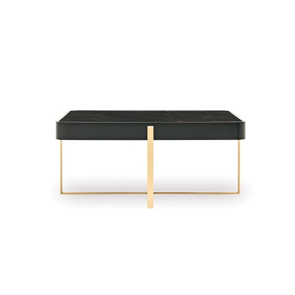 Enza Home Dorian Engineered Wood & Metal Coffee Table in Black/Gold