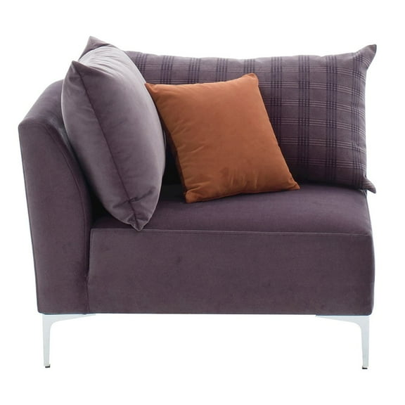 Enza Home Mayfair Wood/Polyester Fabric Corner Sofa Module in Brown