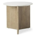 thumbnail image 1 of Enzo Marble Tabletop w/ Fluted Light Wood Base Foyer Accent Table, 1 of 6