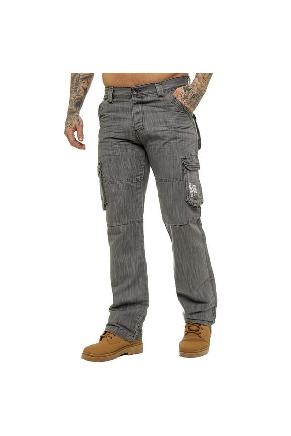 Mens Cargo Combat Denim Jeans