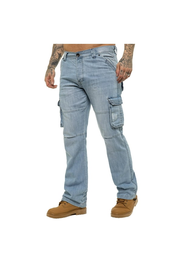 Mens Cargo Combat Denim Jeans