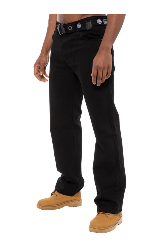 Enzo Mens Regular Fit Straight Leg Jeans