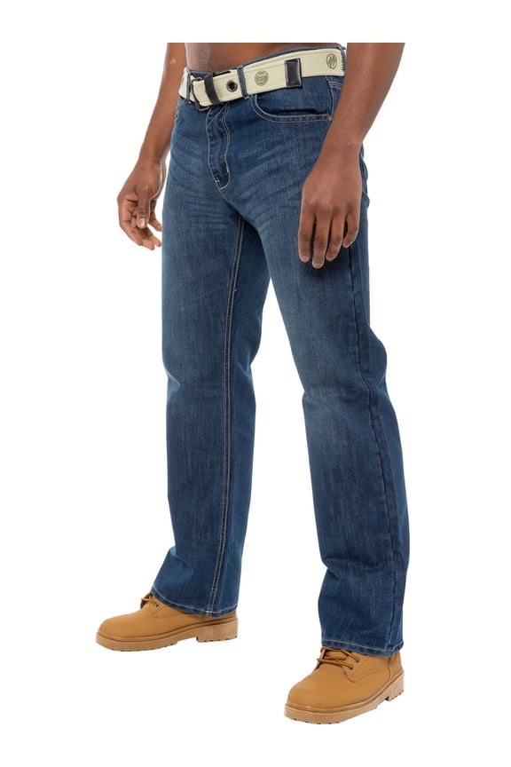 Enzo Mens Regular Fit Straight Leg Jeans