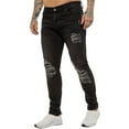 thumbnail image 1 of Enzo Mens Skinny Ripped Jeans Stretch Denim Trousers, 1 of 5