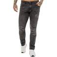 thumbnail image 1 of Enzo Mens Skinny Ripped Jeans Stretch Denim Trousers, 1 of 6