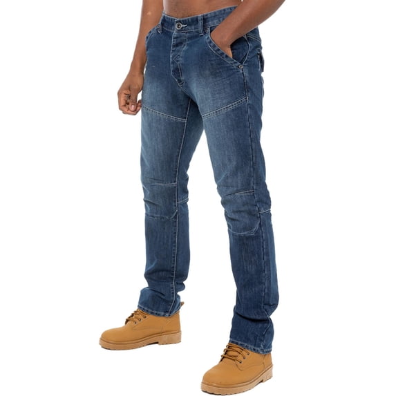 Enzo Mens Straight Leg Jeans Designer Denim Trousers