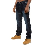 Enzo Mens Straight Leg Jeans Designer Denim Trousers