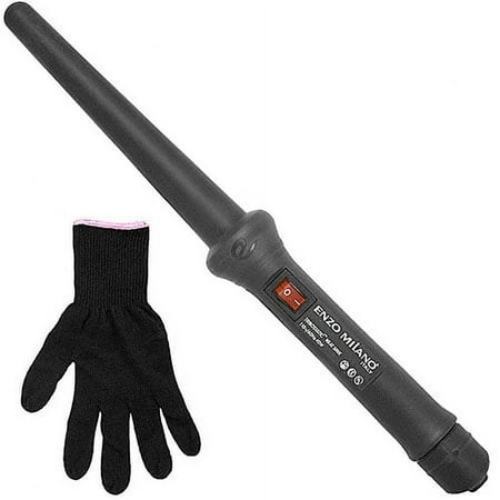 Enzo Milano 25/18MM Conico Grande Professional Clipless Curling Iron, Black