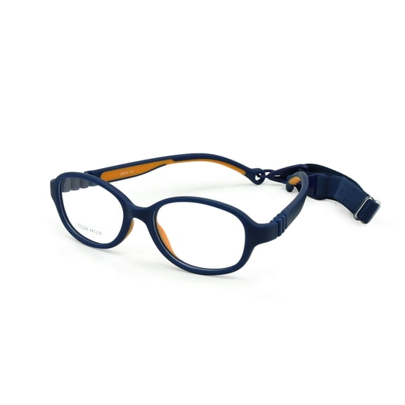 EnzoDate Children Optical Glasses Frame Size 44/14 with Strap, No Screw One-piece Kid's Flexible Frame Band Cord Retainer for Ages 2-3Yrs