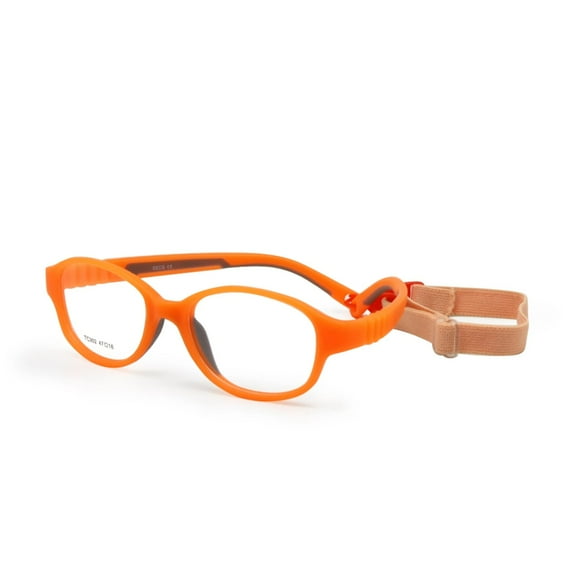 EnzoDate Children Optical Glasses Frame Size 47/16 with Strap, No Screw One-piece Kid's Flexible Frame Band Cord Retainer 5-7y