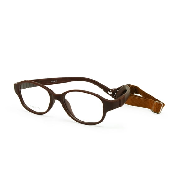 EnzoDate Children Optical Glasses Frame Size 47/16 with Strap, No Screw One-piece Kid's Flexible Frame Band Cord Retainer 5-7y