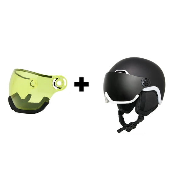 EnzoDate Ski Snow Helmet with Integrated Goggles Shield 2 in 1 Snowboard Helmet and Detachable Mask,Extra-cost Night Vision Lens