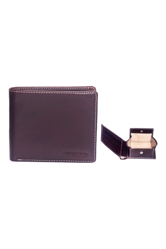 Brown Leather Wallet w/ Coin Box