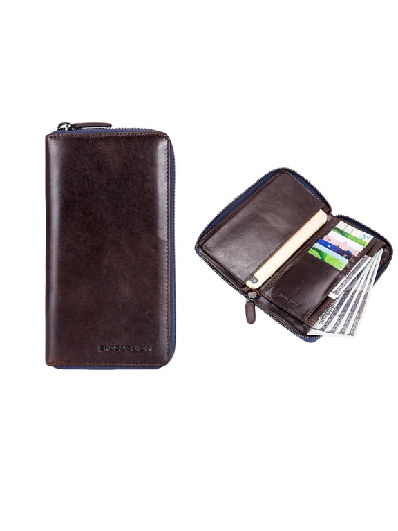 Brown Leather Zip Around Wallet