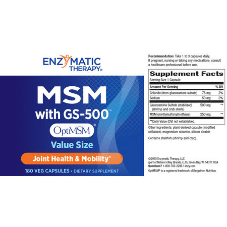 Enzymatic Therapy - MSM with GS-500 Value Size - 180 Capsules