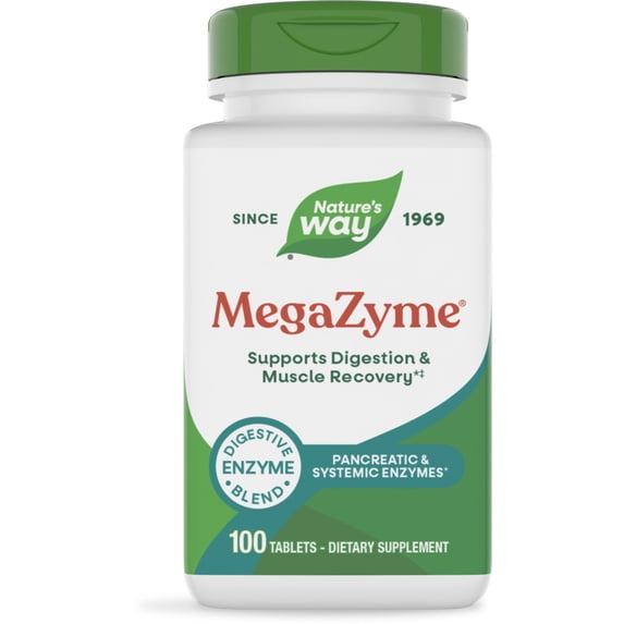 Nature's Way Mega-Zyme Tablets, Pancreatic & Systemic Enzymes*, Digestive Support*, Unisex, 100ct