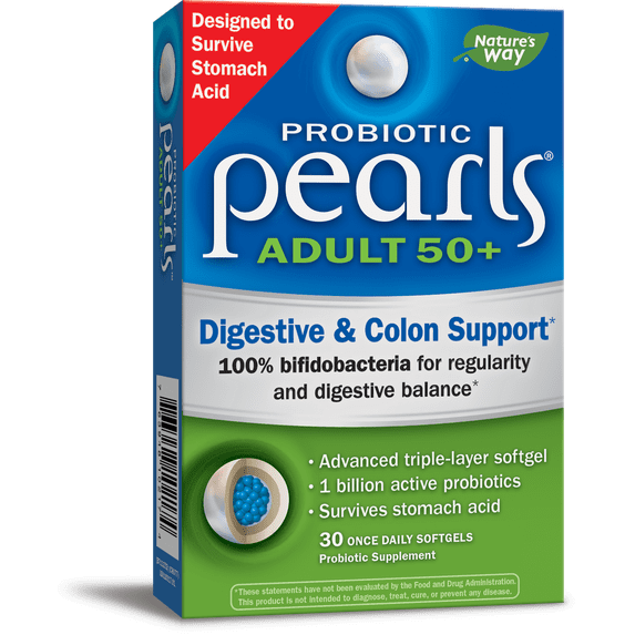 Enzymatic Therapy Probiotic Pearls, Adult 50+, 30 Count