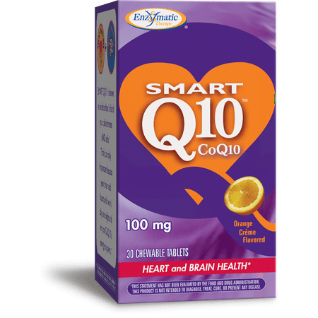 Enzymatic Therapy SMART Q10 CoQ10 Chewable Tablets, Orange Créme, 30 Ct