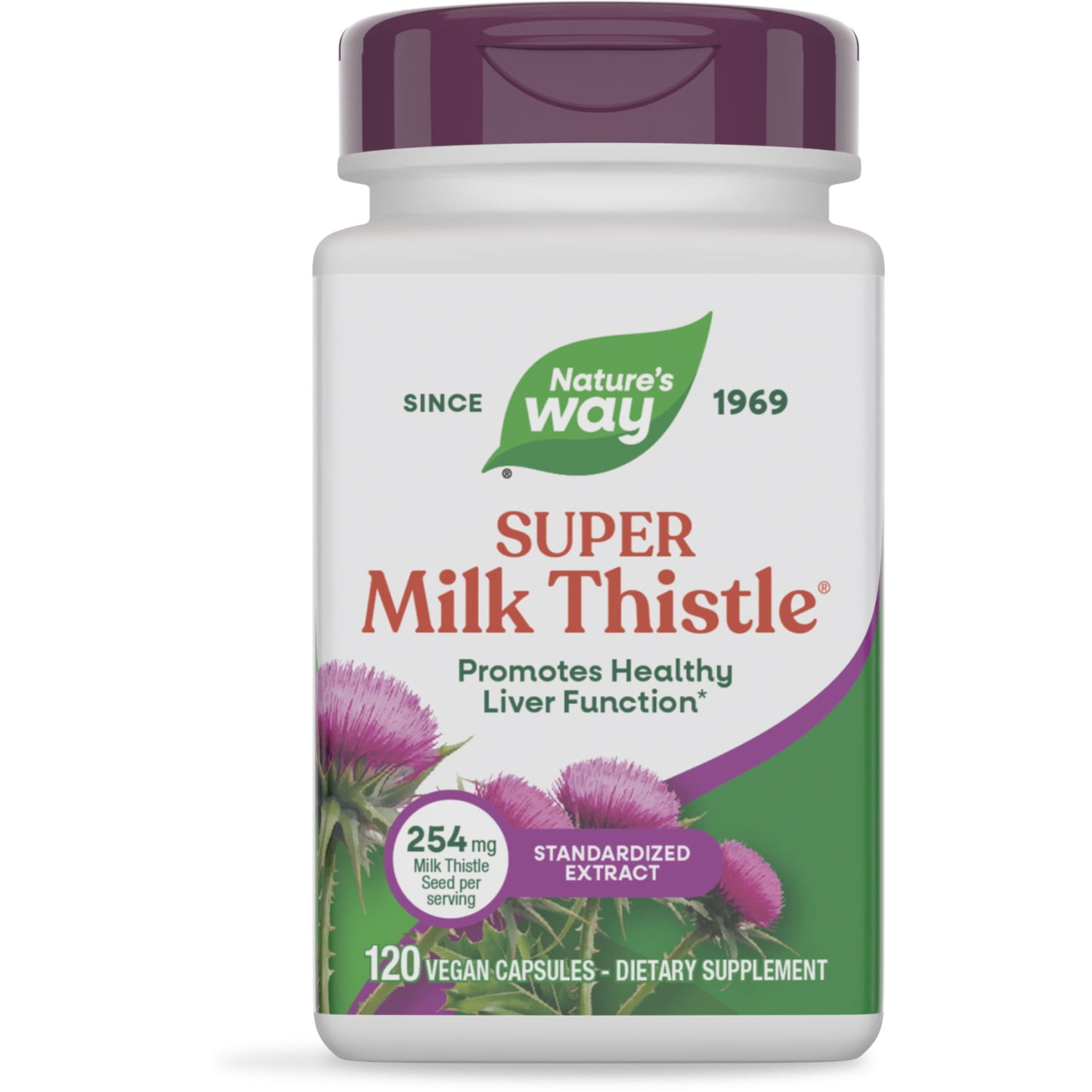 Nature's Way Super Milk Thistle Capsules, Promotes Healthy Liver Function*,  Unisex, 120ct - Walmart.com, image size:1500x1500