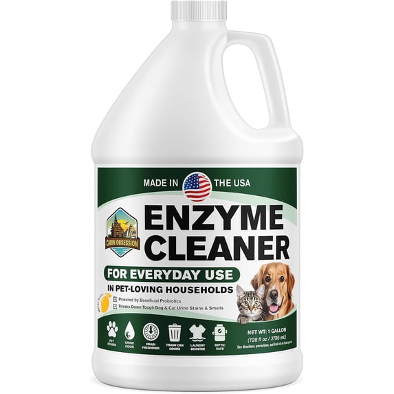 Enzymatic cleaner (1 gallon bottle) suitable for daily use in pet-loving homes – eco-friendly probiotic deodorizer, removes dog and cat urine, safe for septic tank drainage cleaning – fresh citrus sc
