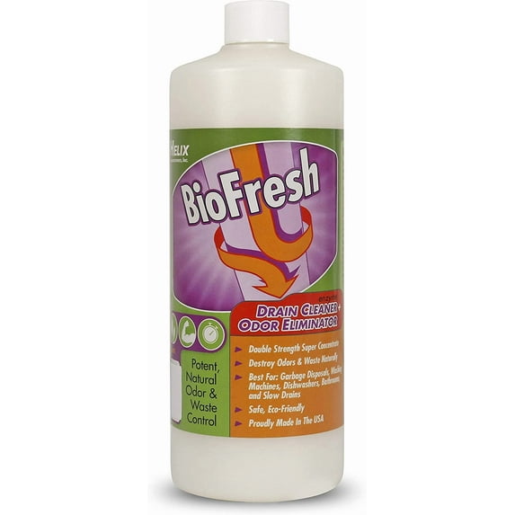 Enzyme Drain Cleaner & Deodorizer for Sink Drain, Showers, Septic Systems, Bathroom & Kitchen - Smell Remover for Fruit Fly Garbage Disposals, Dishwasher & Washing Machines - (32oz)