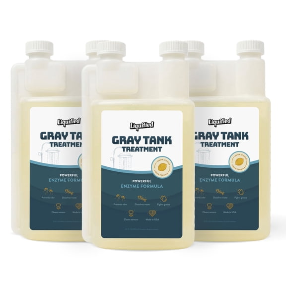 Liquified Gray Tank RV Tank Treatment, Odor Eliminator and Tank Digester, Lemon, 3 Pack