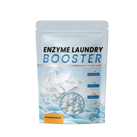 Enzyme Laundry Booster Odor Remover - Unscented Enzymatic Clothes Stain Cleaner Powder, Natural Deodorizer with Bio Active Enzymes, Detergent Additive Eliminator for Sweat, Oil, Blood