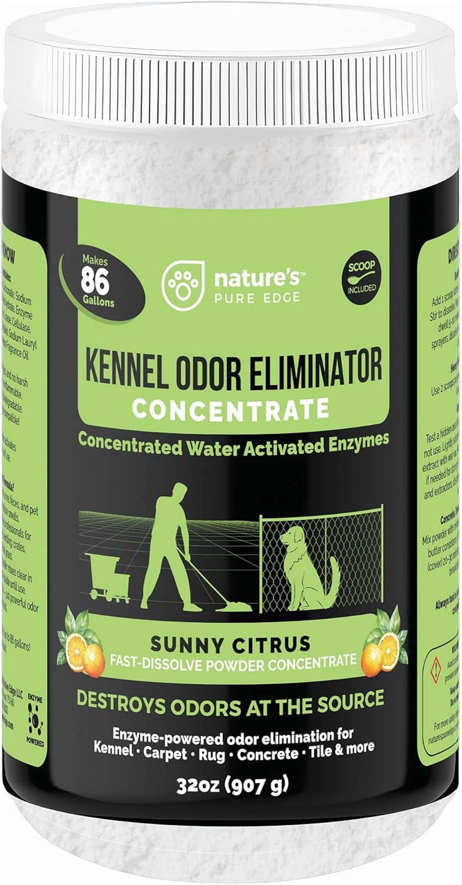 Enzyme Powder Concentrate Makes 86 Gallons - Professional Use for Kennel and Pet Odor Elimination - Removes Urine Poop from Carpets Floors - Sunny Citrus