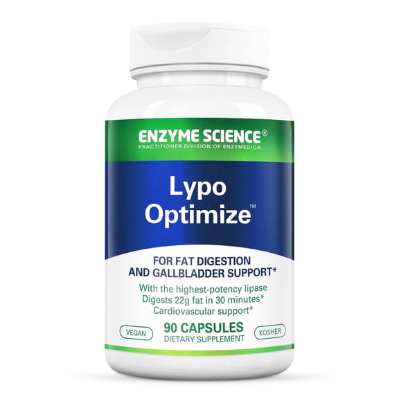 Enzyme Science Lypo Optimize, Advanced Lipase Digestive Enzyme Formula for Fat Digestion & Gut Support, Vegan & Kosher , 90 Capsules
