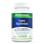 Enzyme Science Lypo Optimize, Advanced Lipase Digestive Enzyme Formula for Fat Digestion & Gut Support, Vegan & Kosher , 90 Capsules
